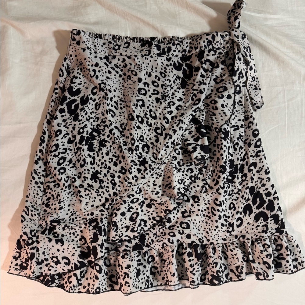 Nasty Gal Black and White Leopard Mini Skirt